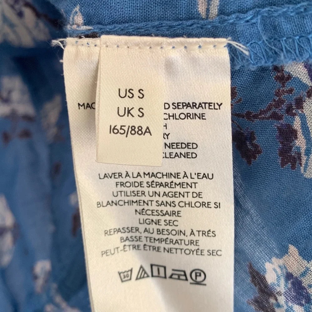 Free People Amanda Ruffle Wrap Top Floral Blue White Size Small